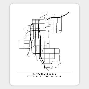 ANCHORAGE ALASKA BLACK CITY STREET MAP ART Sticker